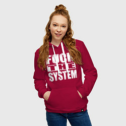 Толстовка-худи хлопковая женская SoD - f**k the system, цвет: маджента — фото 2