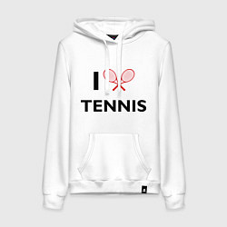Толстовка-худи хлопковая женская I Love Tennis, цвет: белый