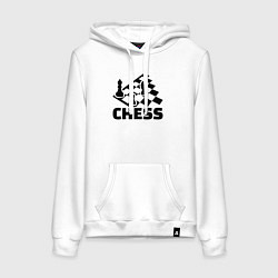 Толстовка-худи хлопковая женская Chess game, цвет: белый