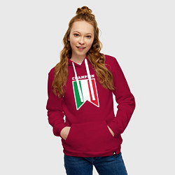 Толстовка-худи хлопковая женская Италия чемпион, цвет: маджента — фото 2