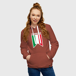 Толстовка-худи хлопковая женская Италия чемпион, цвет: кирпичный — фото 2
