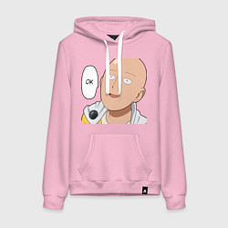 Толстовка-худи хлопковая женская Saitama - Okey, цвет: светло-розовый