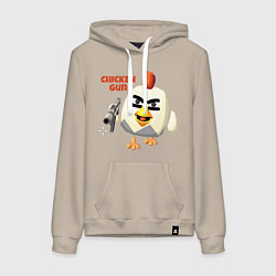 Толстовка-худи хлопковая женская Chicken Gun злой, цвет: миндальный