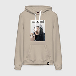 Толстовка-худи хлопковая женская Джису блэкпинк, цвет: миндальный