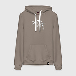 Толстовка-худи хлопковая женская Голова рычащего медведя, цвет: утренний латте