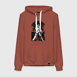 Толстовка-худи хлопковая женская Queen rock you, цвет: кирпичный