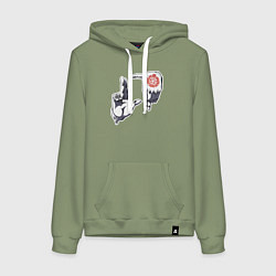 Толстовка-худи хлопковая женская Хеллсинг ладони Алукарда, цвет: авокадо
