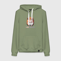 Толстовка-худи хлопковая женская Пиксель морская свинка, цвет: авокадо