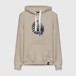 Толстовка-худи хлопковая женская Индеец шаман, цвет: миндальный