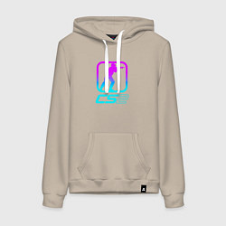 Толстовка-худи хлопковая женская КС 2 неоновый, цвет: миндальный