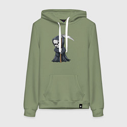 Толстовка-худи хлопковая женская Смерть с косой, цвет: авокадо
