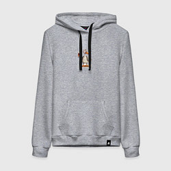 Толстовка-худи хлопковая женская Смешной гусь с бокалом вина, цвет: меланж