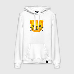 Толстовка-худи хлопковая женская Жёлтый котёнок хитрит, цвет: белый