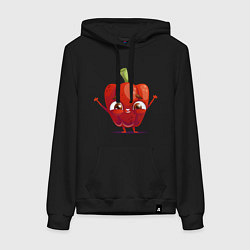 Толстовка-худи хлопковая женская Милый перчик, цвет: черный