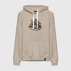 Толстовка-худи хлопковая женская Команда ФНАФ, цвет: миндальный