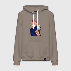 Толстовка-худи хлопковая женская Пауэр пиу пиу, цвет: утренний латте