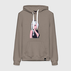 Толстовка-худи хлопковая женская Шэдоухарт - серебрянные волосы, цвет: утренний латте