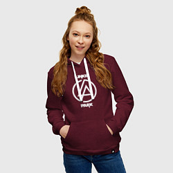 Толстовка-худи хлопковая женская Linkin Park logo, цвет: меланж-бордовый — фото 2