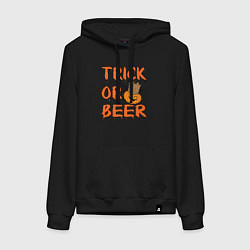 Толстовка-худи хлопковая женская Trick or beer, цвет: черный