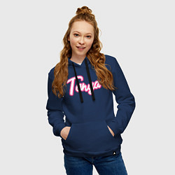 Толстовка-худи хлопковая женская Таня в стиле Барби, цвет: тёмно-синий — фото 2