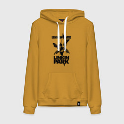 Толстовка-худи хлопковая женская LP - hybrid theory, цвет: горчичный