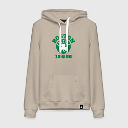 Толстовка-худи хлопковая женская Boston Celtics 1986, цвет: миндальный