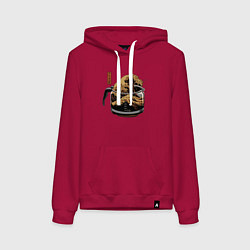 Женская толстовка-худи Большая волна в Канагаве в чайнике с кофе