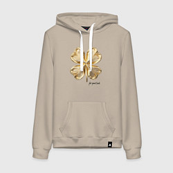 Женская толстовка-худи Золотой лист клевера for good luck