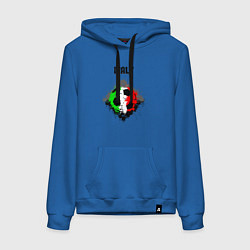 Толстовка-худи хлопковая женская Команда Италии, цвет: синий