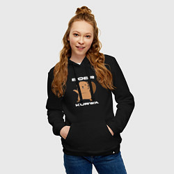 Толстовка-худи хлопковая женская Радостный бобр курва, цвет: черный — фото 2