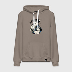 Толстовка-худи хлопковая женская Уличный боец, цвет: утренний латте