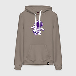 Толстовка-худи хлопковая женская Космонавт футболист, цвет: утренний латте