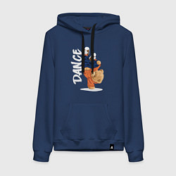 Толстовка-худи хлопковая женская Плюшевый медвежонок танцор, цвет: тёмно-синий