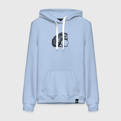 Толстовка-худи хлопковая женская Ежик и яблоко, цвет: мягкое небо