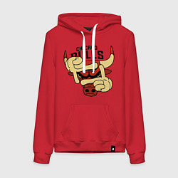 Толстовка-худи хлопковая женская Bulls logo with hands, цвет: красный