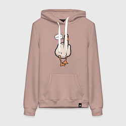 Толстовка-худи хлопковая женская Duck you - фак ю, цвет: пыльно-розовый