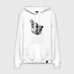 Толстовка-худи хлопковая женская Орущий суслик-хипстер, цвет: белый