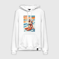 Толстовка-худи хлопковая женская MoMo - Курорты Мурманской области, цвет: белый