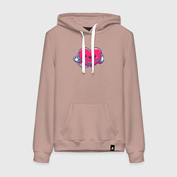 Толстовка-худи хлопковая женская Сердечко медика, цвет: пыльно-розовый