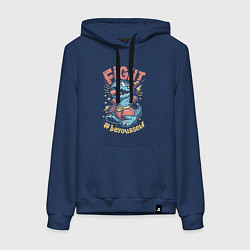 Толстовка-худи хлопковая женская Fight Dark, цвет: тёмно-синий