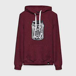 Толстовка-худи хлопковая женская Кости в банке, цвет: меланж-бордовый