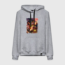 Толстовка-худи хлопковая женская Lethal Сompany: Running Fugu, цвет: меланж
