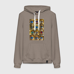Женская толстовка-худи Глаза разноцветные из золота в стиле стимпанк