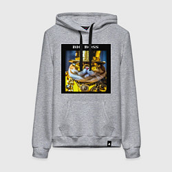 Толстовка-худи хлопковая женская Рыжий кот барон в стиле стимпанк: big boss, цвет: меланж