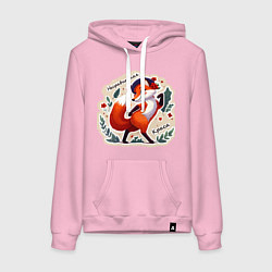 Толстовка-худи хлопковая женская Лиса несравненная краса, цвет: светло-розовый