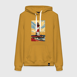 Толстовка-худи хлопковая женская Маяк Ван Гога, цвет: горчичный