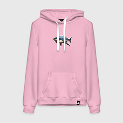 Толстовка-худи хлопковая женская Злая большая белая акула, цвет: светло-розовый