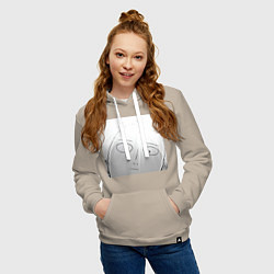 Толстовка-худи хлопковая женская Ванпанчмен Сайтама лысина, цвет: миндальный — фото 2