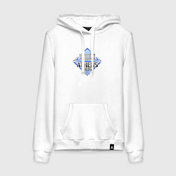 Толстовка-худи хлопковая женская Афины Греция, цвет: белый