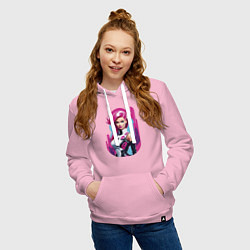 Толстовка-худи хлопковая женская Beauty Barbie - ai art, цвет: светло-розовый — фото 2